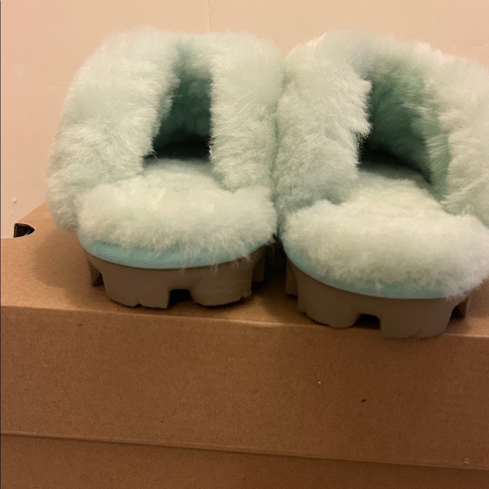 UGG Mint Green Shearling Lined Suede Slippers NWT - image 6